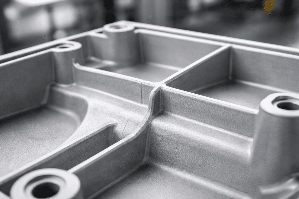 Close-up of weld lines on injection molded plastic part showing subtle seam lines